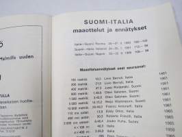 Yleisurheilumaaottelu Suomi - Italia, Helsinki 1-2.8.1967 -käsiohjelma / program