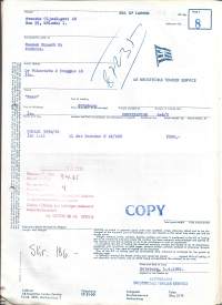 Broström Tender Service Ab 1965 Bill of lading - konosement firmalomake