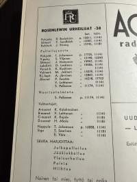 Rosenlewin Urheilijat RU-38, Pori - Rauma Pa 5.5.1963 -Suomensarja (Suomen sarja / Mestaruussarja)  -jalkapallo käsiohjelma