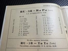 Rosenlewin Urheilijat RU-38, Pori - Rauma Pa 5.5.1963 -Suomensarja (Suomen sarja / Mestaruussarja)  -jalkapallo käsiohjelma