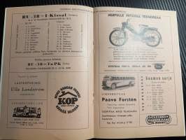 Rosenlewin Urheilijat RU-38, Pori - Tampere I- Kissat 16.6.1963 -Suomensarja (Suomen sarja / Mestaruussarja)  -jalkapallo käsiohjelma