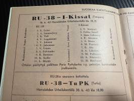 Rosenlewin Urheilijat RU-38, Pori - Tampere I- Kissat 16.6.1963 -Suomensarja (Suomen sarja / Mestaruussarja)  -jalkapallo käsiohjelma