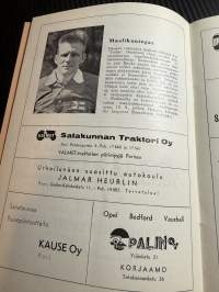 Rosenlewin Urheilijat RU-38, Pori - Tampere I- Kissat 16.6.1963 -Suomensarja (Suomen sarja / Mestaruussarja)  -jalkapallo käsiohjelma