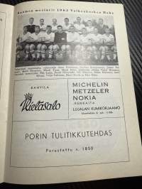 Rosenlewin Urheilijat RU-38, Pori - TKT Tampere 28.7.1963 -Suomensarja (Suomen sarja / Mestaruussarja)  -jalkapallo käsiohjelma