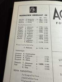 Rosenlewin Urheilijat RU-38, Pori - HPK Hämeenlinna 29.9.1963 -Suomensarja (Suomen sarja / Mestaruussarja)  -jalkapallo käsiohjelma