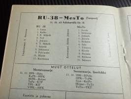 Rosenlewin Urheilijat RU-38, Pori - MesTo Tampere 13.10.1963 -Suomensarja (Suomen sarja / Mestaruussarja)  -jalkapallo käsiohjelma
