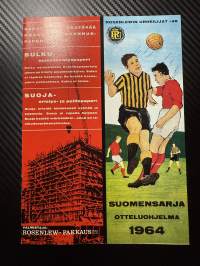 Rosenlewin Urheilijat RU-38, Pori - TuTo Turku 14.6.1964 -Suomensarja (Suomen sarja / Mestaruussarja)  -jalkapallo käsiohjelma