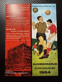 Rosenlewin Urheilijat RU-38, Pori - HJK Helsinki 5.7.1964 -Suomensarja (Suomen sarja / Mestaruussarja)  -jalkapallo käsiohjelma