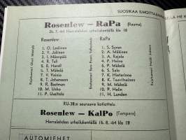 Rosenlewin Urheilijat RU-38, Pori - RaPa Rauma 26.7.1964 -Suomensarja (Suomen sarja / Mestaruussarja)  -jalkapallo käsiohjelma