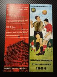 Rosenlewin Urheilijat RU-38, Pori - VaKP Valkeakoski 13.9.1964 -Suomensarja (Suomen sarja / Mestaruussarja)  -jalkapallo käsiohjelma