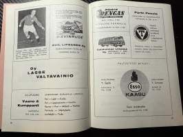 Rosenlewin Urheilijat RU-38, Pori - VaKP Valkeakoski 13.9.1964 -Suomensarja (Suomen sarja / Mestaruussarja)  -jalkapallo käsiohjelma