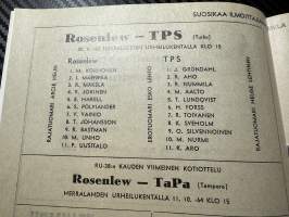 Rosenlewin Urheilijat RU-38, Pori - TPS Turku 20.9.1964 -Suomensarja (Suomen sarja / Mestaruussarja)  -jalkapallo käsiohjelma