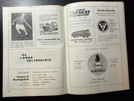 Rosenlewin Urheilijat RU-38, Pori - TaPa Tampere 11.10.1964 -Suomensarja (Suomen sarja / Mestaruussarja)  -jalkapallo käsiohjelma