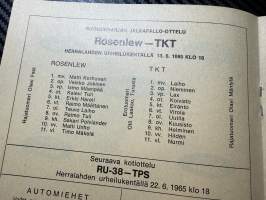 Rosenlewin Urheilijat RU-38, Pori - TKT 13.6.1965 -Suomensarja (Suomen sarja / Mestaruussarja)  -jalkapallo käsiohjelma