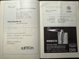 Rosenlewin Urheilijat RU-38, Pori - VaKP Valkeakoski 1.8.1965 -Suomensarja (Suomen sarja / Mestaruussarja)  -jalkapallo käsiohjelma