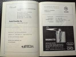 Rosenlewin Urheilijat RU-38, Pori - Iirot Imatra 11.8.1965 -Suomensarja (Suomen sarja / Mestaruussarja)  -jalkapallo käsiohjelma