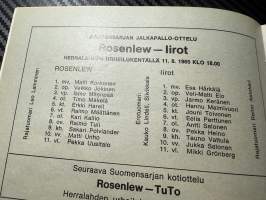 Rosenlewin Urheilijat RU-38, Pori - Iirot Imatra 11.8.1965 -Suomensarja (Suomen sarja / Mestaruussarja)  -jalkapallo käsiohjelma