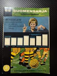 Rosenlewin Urheilijat RU-38, Pori - HIK Hango Idrottsklubb 3.10.1965 -Suomensarja (Suomen sarja / Mestaruussarja)  -jalkapallo käsiohjelma