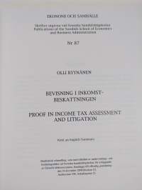 Bevisning i inkomstbeskattningen = Proof in income tax assessment and litigation