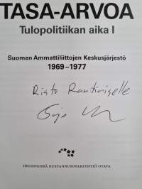 Kohti tasa-arvoa : Tulopolitiikan aika 1 : Suomen Ammattiliittojen Keskusjärjestö 1969-1977 (signeerattu, tekijän omiste)