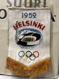 1952 Helsinki. Suuri Olympia kirja, viiri ja lasi.