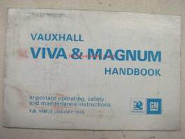 Vauxhall Viva &amp; Magnum Handbook 1975 -käyttöohjekirja englanniksi