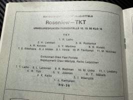 Rosenlewin Urheilijat RU-38, Pori - TKT Tampere 16.10.1966 -Suomensarja (Suomen sarja / Mestaruussarja)  -jalkapallo käsiohjelma