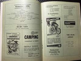 Rosenlewin Urheilijat RU-38, Pori - HPK Hämeenlinna 30.6.1967 -Suomensarja (Suomen sarja / Mestaruussarja)  -jalkapallo käsiohjelma