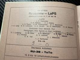 Rosenlewin Urheilijat RU-38, Pori - LaPS Lahti 31.7.1967 -Suomensarja (Suomen sarja / Mestaruussarja)  -jalkapallo käsiohjelma