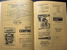 Rosenlewin Urheilijat RU-38, Pori - TP-V Tampere 20.8.1967 -Suomensarja (Suomen sarja / Mestaruussarja)  -jalkapallo käsiohjelma