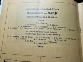 Rosenlewin Urheilijat RU-38, Pori - VaKP Valkeakoski 23.9.1967 -Suomensarja (Suomen sarja / Mestaruussarja)  -jalkapallo käsiohjelma