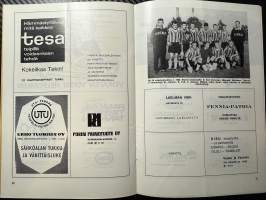 Rosenlewin Urheilijat RU-38, Pori - VaKP Valkeakoski 23.9.1967 -Suomensarja (Suomen sarja / Mestaruussarja)  -jalkapallo käsiohjelma
