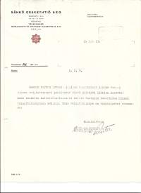 Sähkö Oy AEG edustaa Telefunken Helsinki 1931 - firmalomake ´