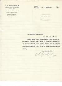 O L Sandholm Halkoliike Turku 1931  - firmalomake