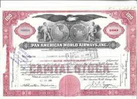Pan American World Airways Inc  USA 1950- osakekirja