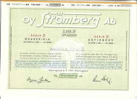 Strömberg Oy    osakekirja, Helsinki 1951