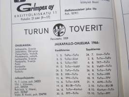 Suomi-sarja - Suomensarja (Suomen sarja / Mestaruussarja)  - TuTo (Turku) - Rosenlewin Urheilijat RU-38 (Pori), 1966 -jalkapallo käsiohjelma
