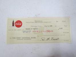 Coca-Cola - Trinidad Coca-Cola Bottling Company -shekki, osoitettu &quot;to The First National Bank Trinidad, Colorado&quot;, 1955