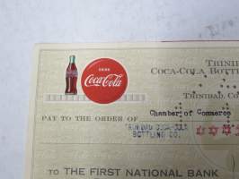 Coca-Cola - Trinidad Coca-Cola Bottling Company -shekki, osoitettu &quot;to The First National Bank Trinidad, Colorado&quot;, 1955