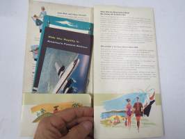 Delta - C&amp;S Air Lines Flight Folio -given to passengers with multiple brochures, various subjects concerning air travel / tourism -lentomatkustajille jaettu kansio