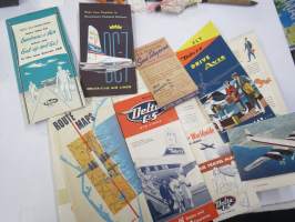 Delta - C&amp;S Air Lines Flight Folio -given to passengers with multiple brochures, various subjects concerning air travel / tourism -lentomatkustajille jaettu kansio