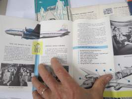 Delta - C&amp;S Air Lines Flight Folio -given to passengers with multiple brochures, various subjects concerning air travel / tourism -lentomatkustajille jaettu kansio