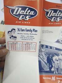 Delta - C&amp;S Air Lines Flight Folio -given to passengers with multiple brochures, various subjects concerning air travel / tourism -lentomatkustajille jaettu kansio
