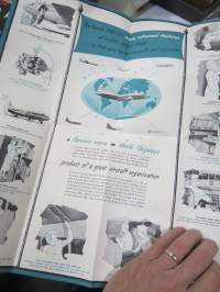 Delta - C&amp;S Air Lines Flight Folio -given to passengers with multiple brochures, various subjects concerning air travel / tourism -lentomatkustajille jaettu kansio