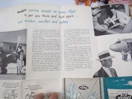 Delta - C&amp;S Air Lines Flight Folio -given to passengers with multiple brochures, various subjects concerning air travel / tourism -lentomatkustajille jaettu kansio