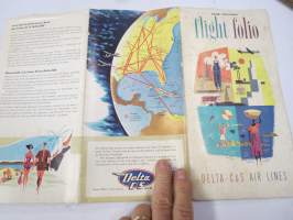 Delta - C&amp;S Air Lines Flight Folio -given to passengers with multiple brochures, various subjects concerning air travel / tourism -lentomatkustajille jaettu kansio
