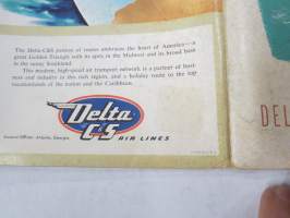 Delta - C&amp;S Air Lines Flight Folio -given to passengers with multiple brochures, various subjects concerning air travel / tourism -lentomatkustajille jaettu kansio