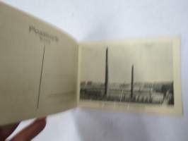 Riihimäen Lasi Oy - Riihimäen Lasitehtaat Riihimäellä -postikorttivihko, käyttämätön 5 kortin sarja arviolta 1920-luvun lopusta