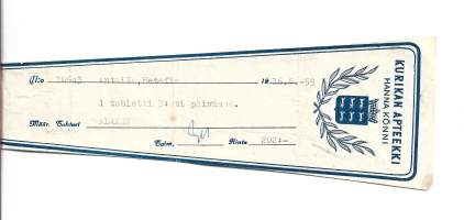 Kurikan Apteekki  Hanna Könni -  resepti signatuuri 1959