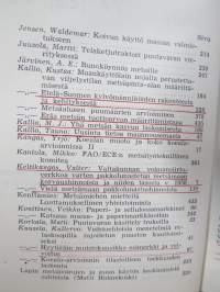 Metsätaloudellinen Aikakauslehti 1960 -sidottu vuosikerta -sisältää runsaasti artikkeleita / kuvia / mainoksia metsätalouden koneista ja laitteista